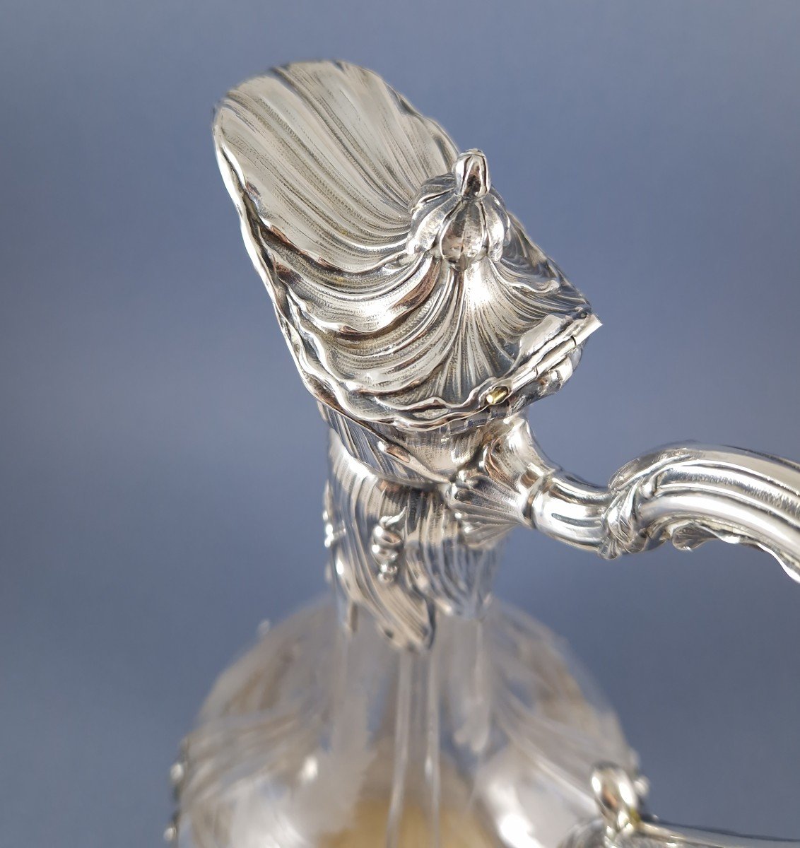 Aiguière Art Nouveau en cristal et argent massif-photo-4