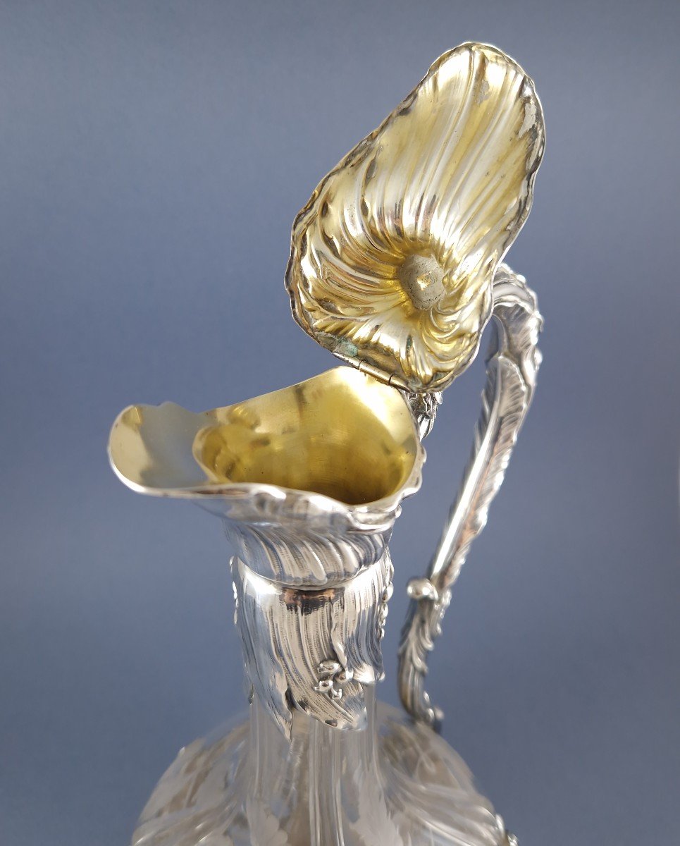 Aiguière Art Nouveau en cristal et argent massif-photo-5