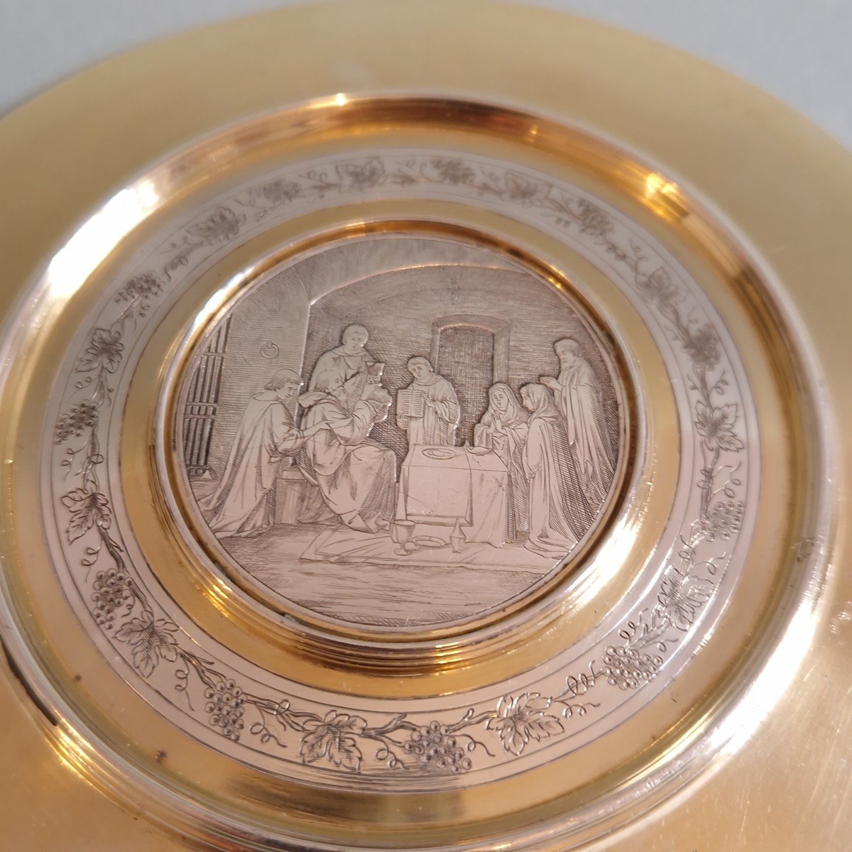 Paten For Chalice In Sterling Silver And Vermeil Demarquet Frères-photo-1