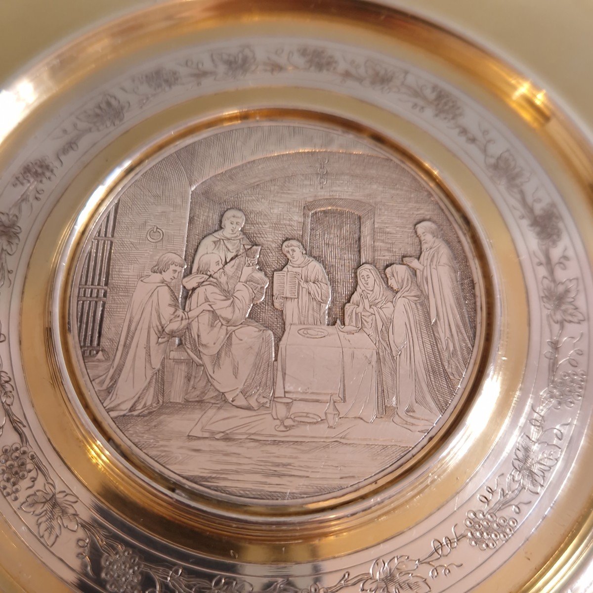 Paten For Chalice In Sterling Silver And Vermeil Demarquet Frères-photo-3