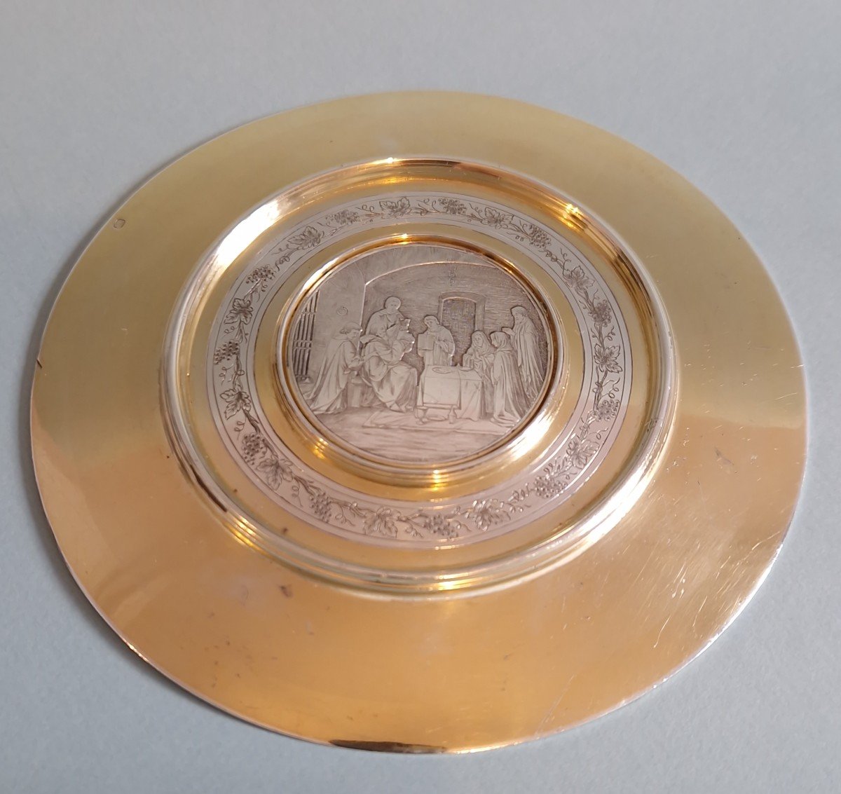 Paten For Chalice In Sterling Silver And Vermeil Demarquet Frères