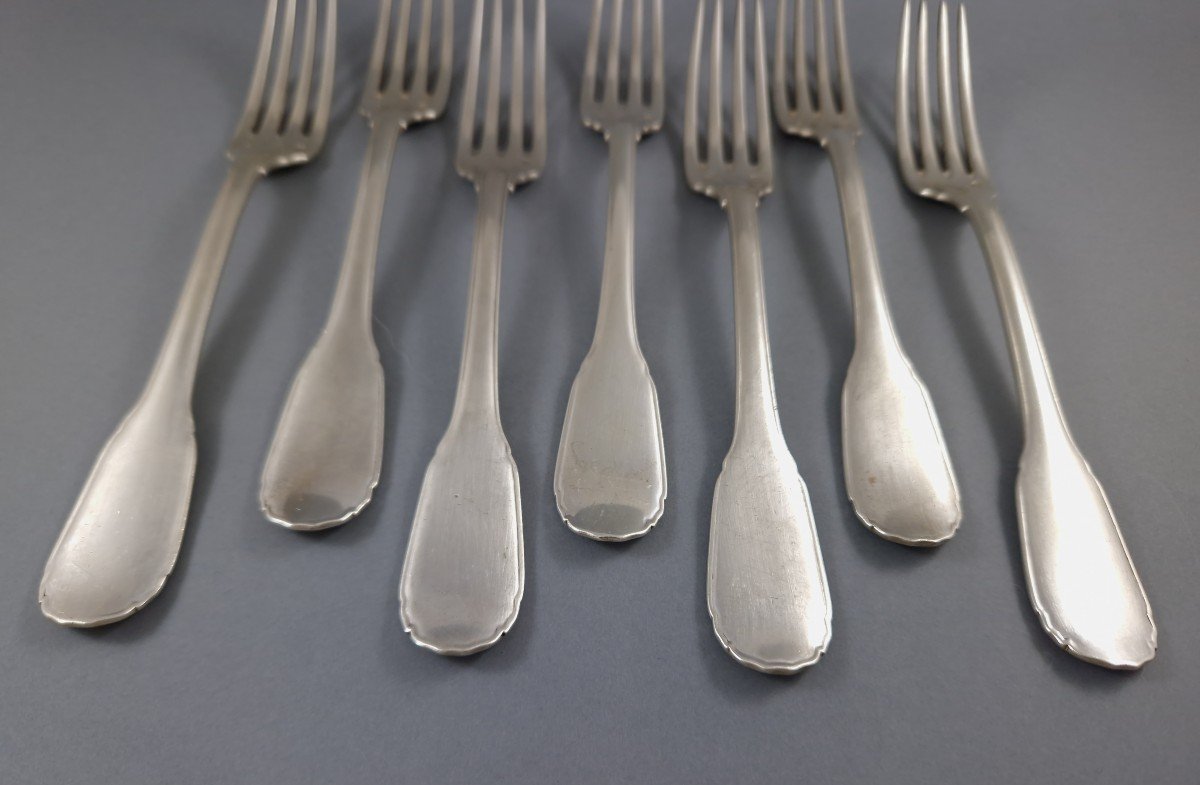 7 Puiforcat Forks In Sterling Silver-photo-1