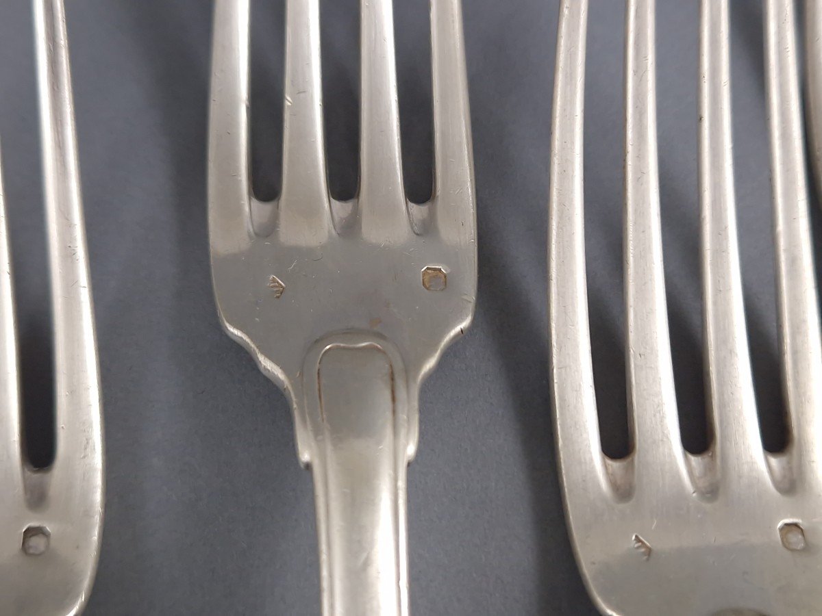 7 Puiforcat Forks In Sterling Silver-photo-2