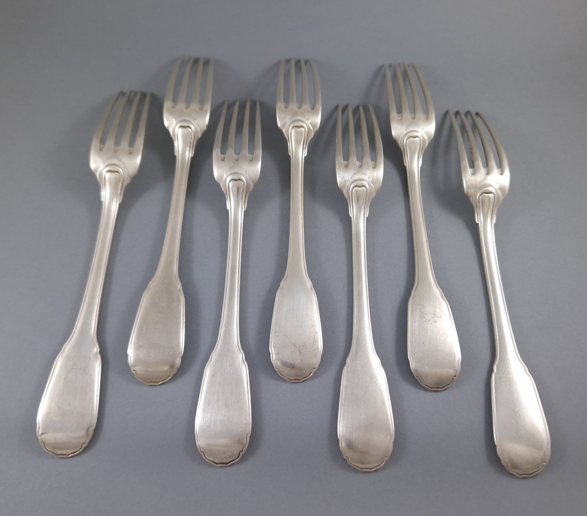 7 Puiforcat Forks In Sterling Silver-photo-4