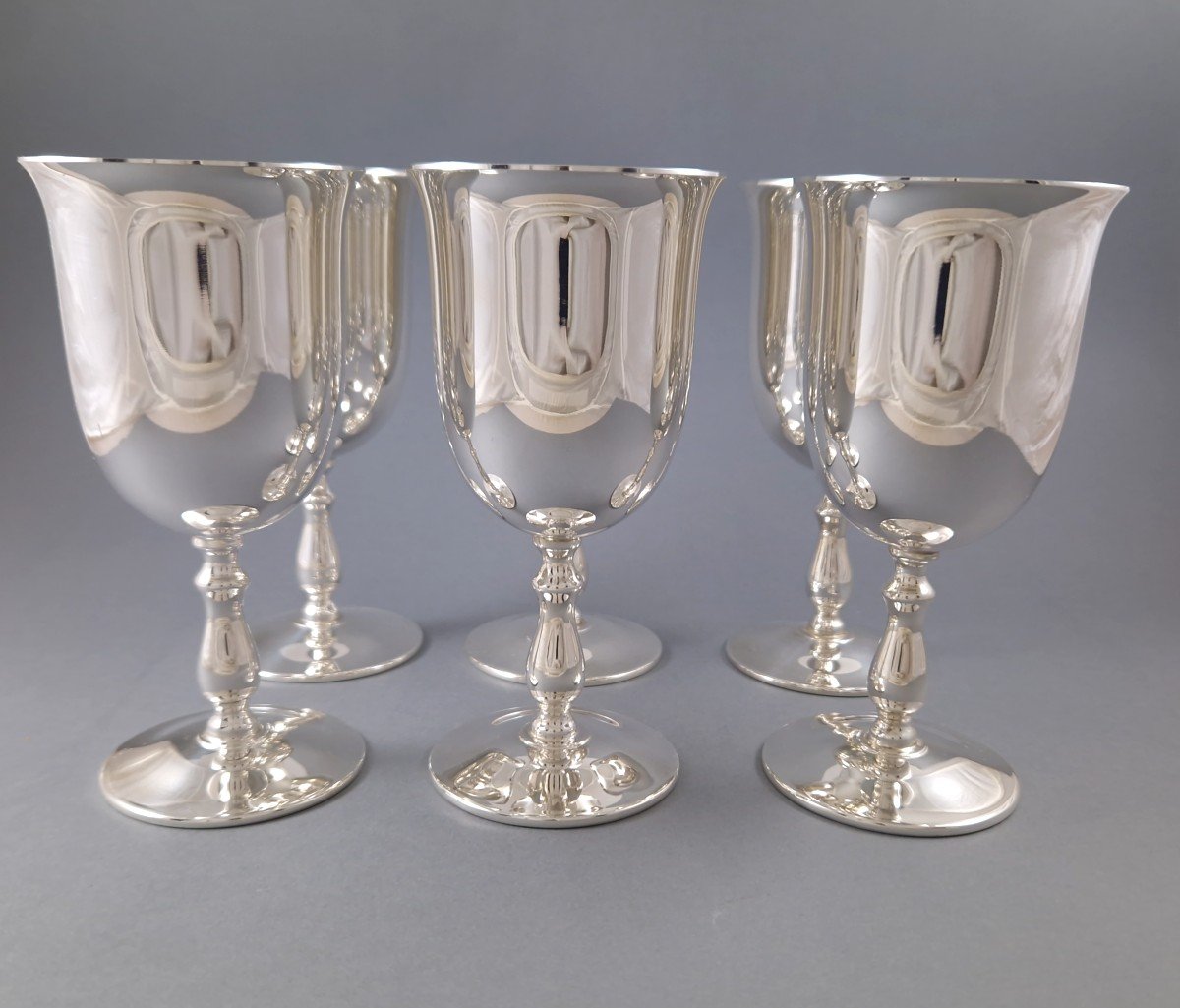 6 Glasses In Sterling Silver And Gilt-photo-2