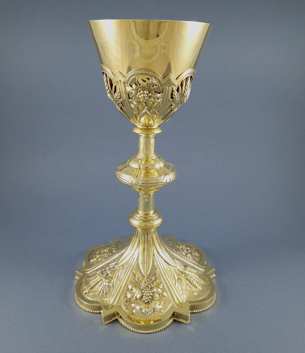 19th Chalice In Sterling Silver Gilt-photo-2