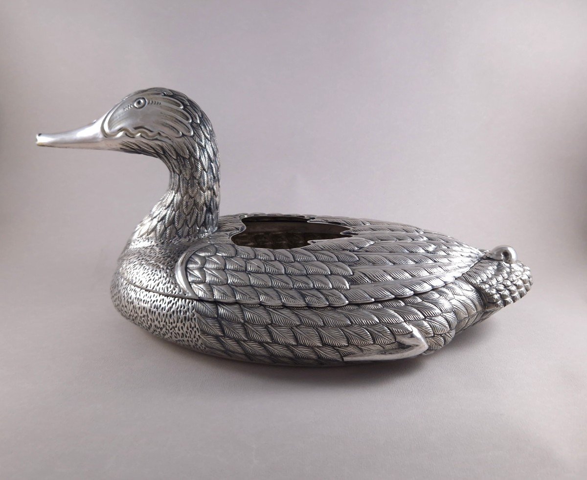 Large Sterling Silver Duck Planter