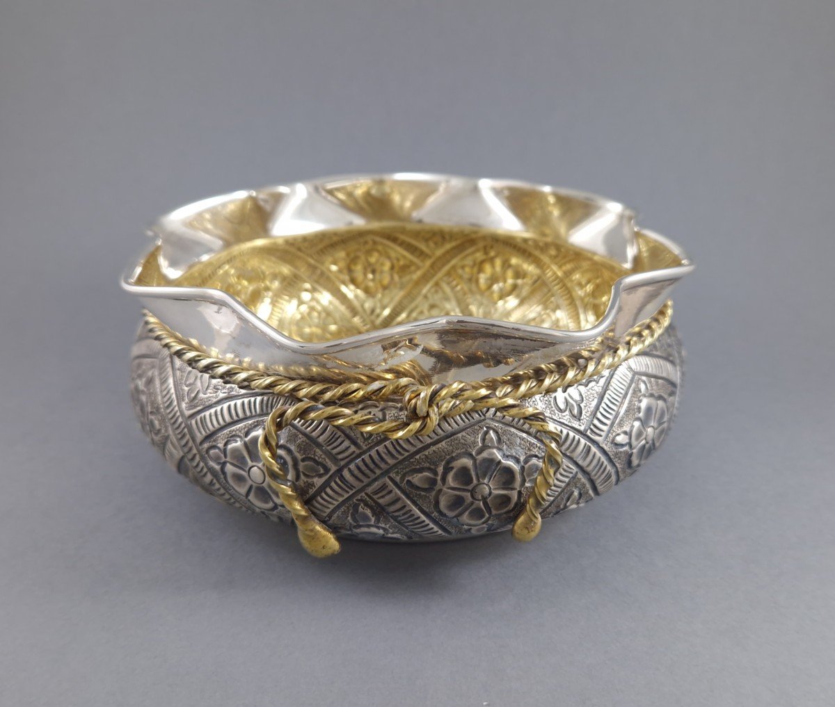Coupe en argent massif et vermeil