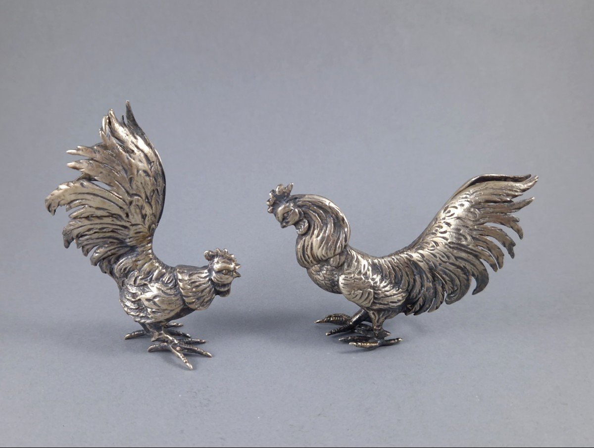 Solid Silver Fighting Cocks-photo-3