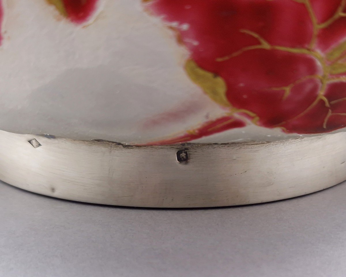 Coupe Art Nouveau en verre et argent massif-photo-4