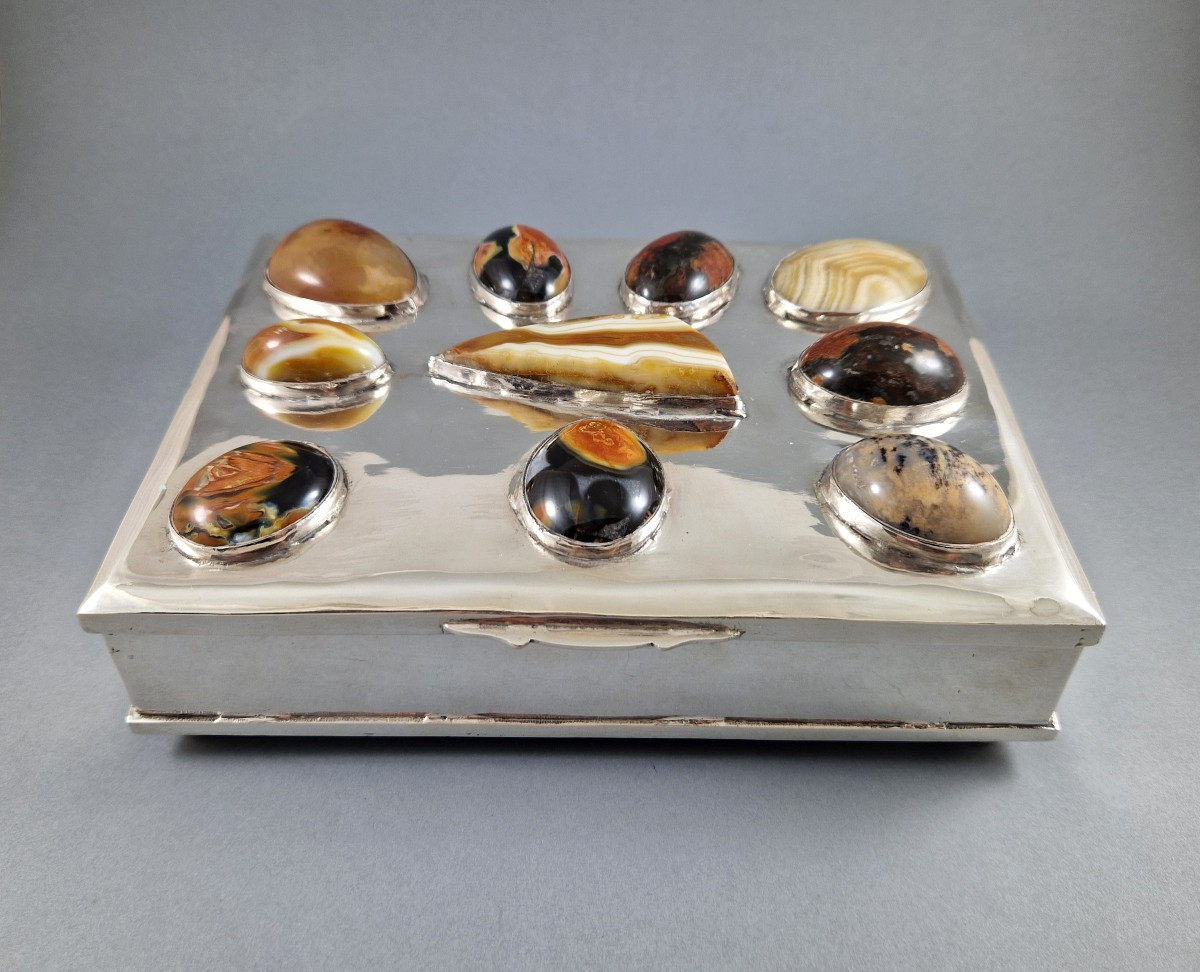 Box In Sterling Silver And Hard Stones