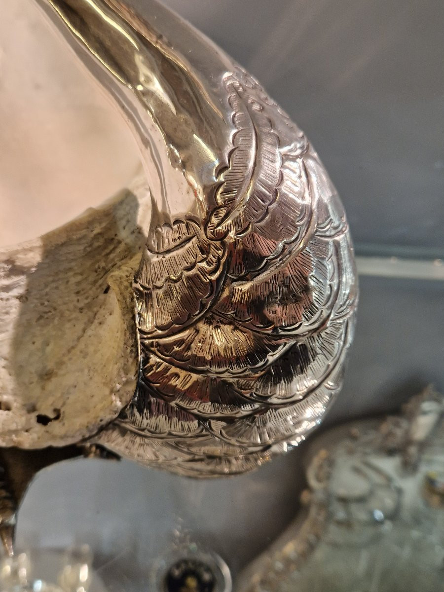 Coupe cygne en coquillage et argent massif-photo-5