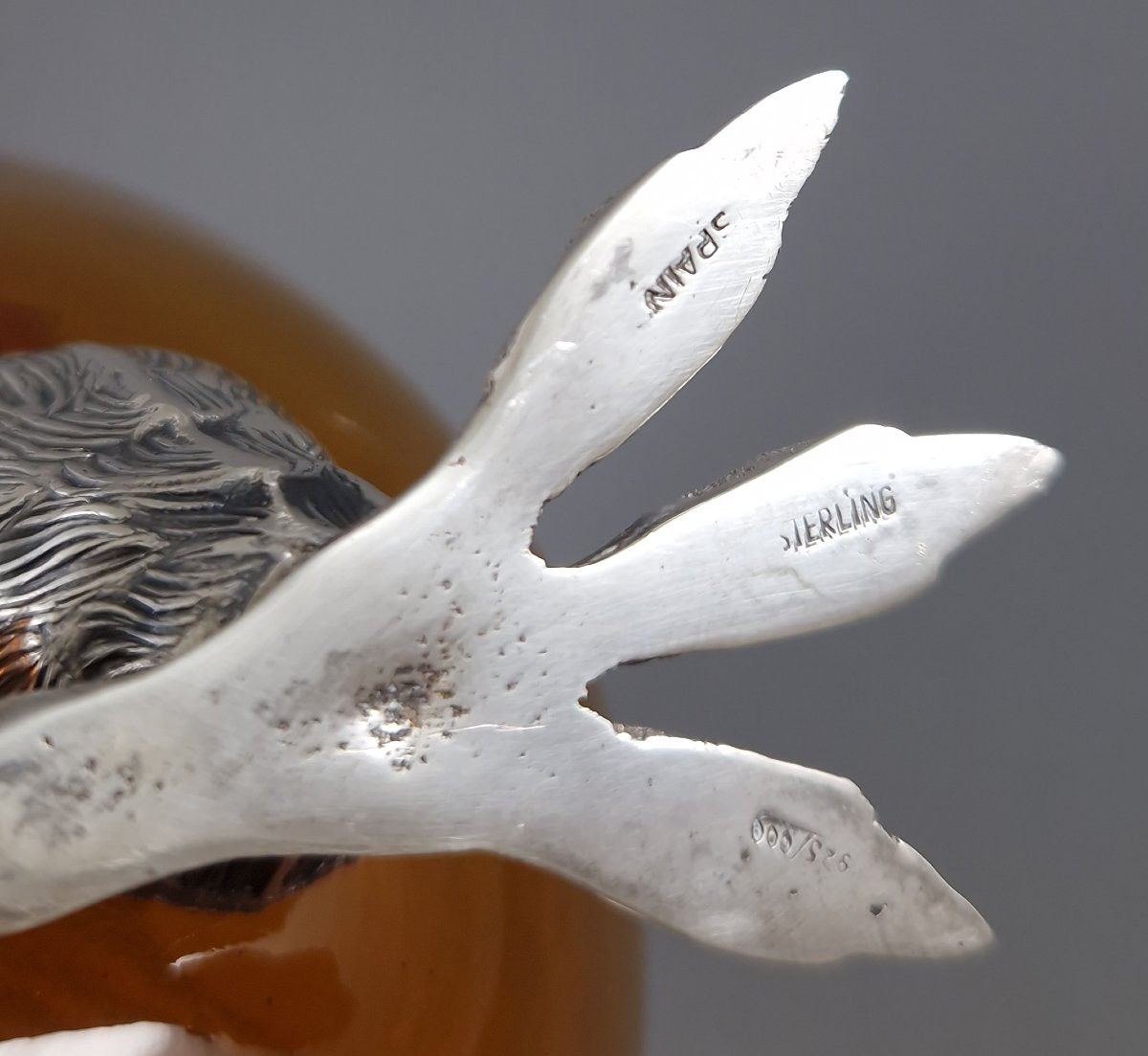 Carafe hibou en verre et argent massif-photo-7