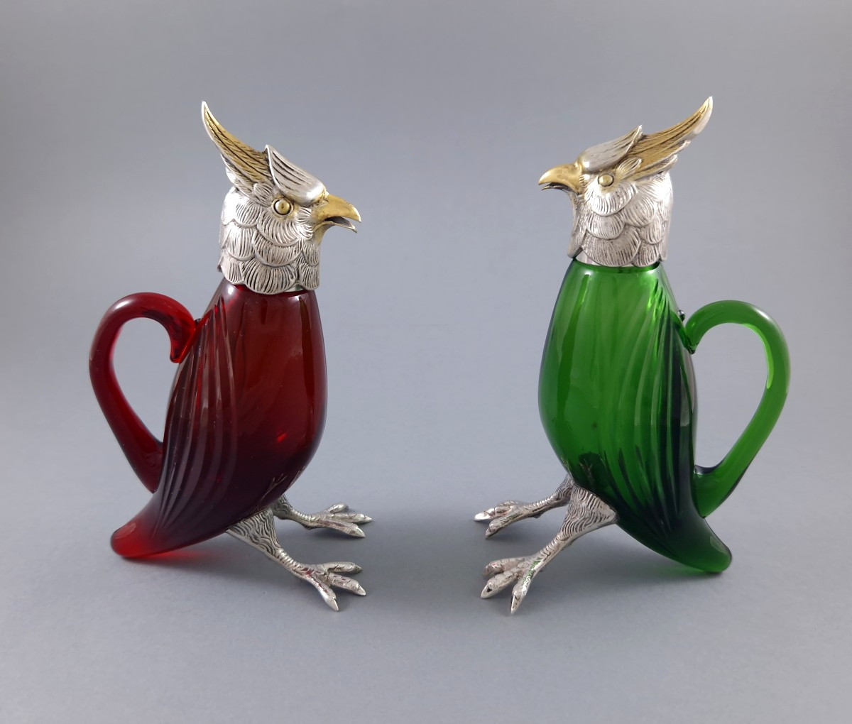 2 Glass And Sterling Silver Jugs