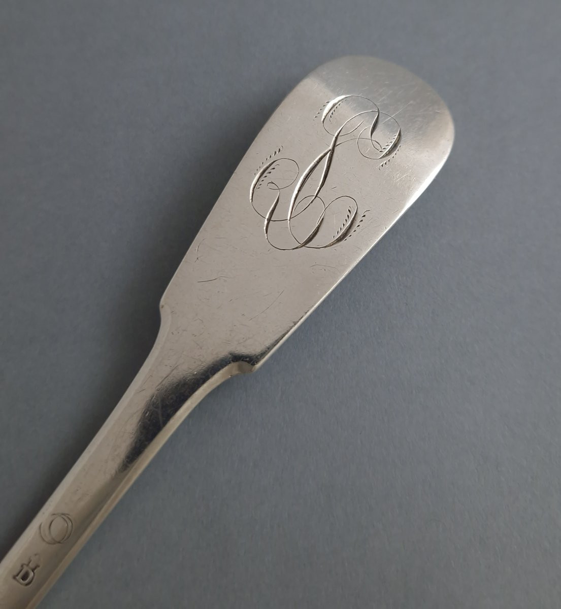 Besançon - 18th Century Solid Silver Sugar Spoon -photo-2