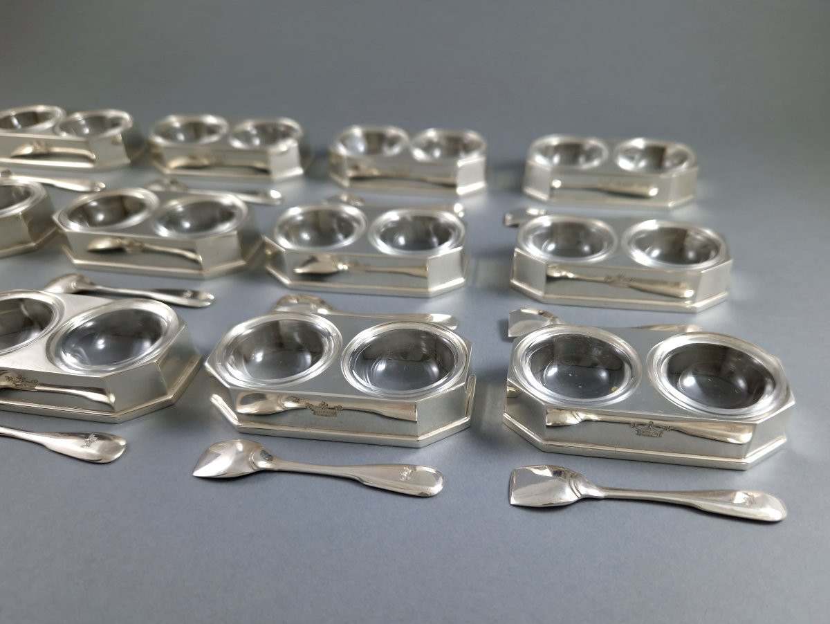 12 salières poivrières en argent massif-photo-3