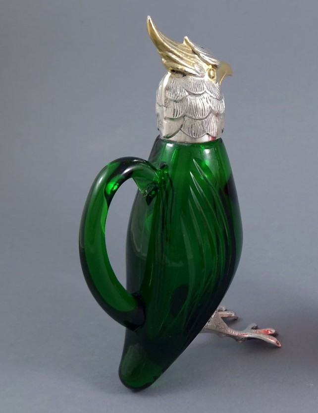 Verseuse oiseau en verre et argent massif-photo-1