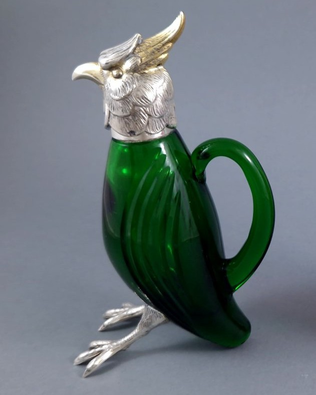 Verseuse oiseau en verre et argent massif-photo-2