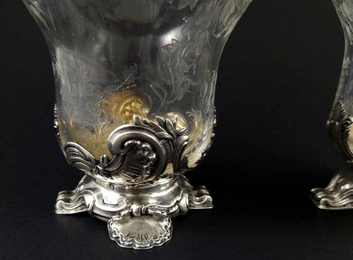 Bointaburet - Paire de vases en cristal et argent massif-photo-3