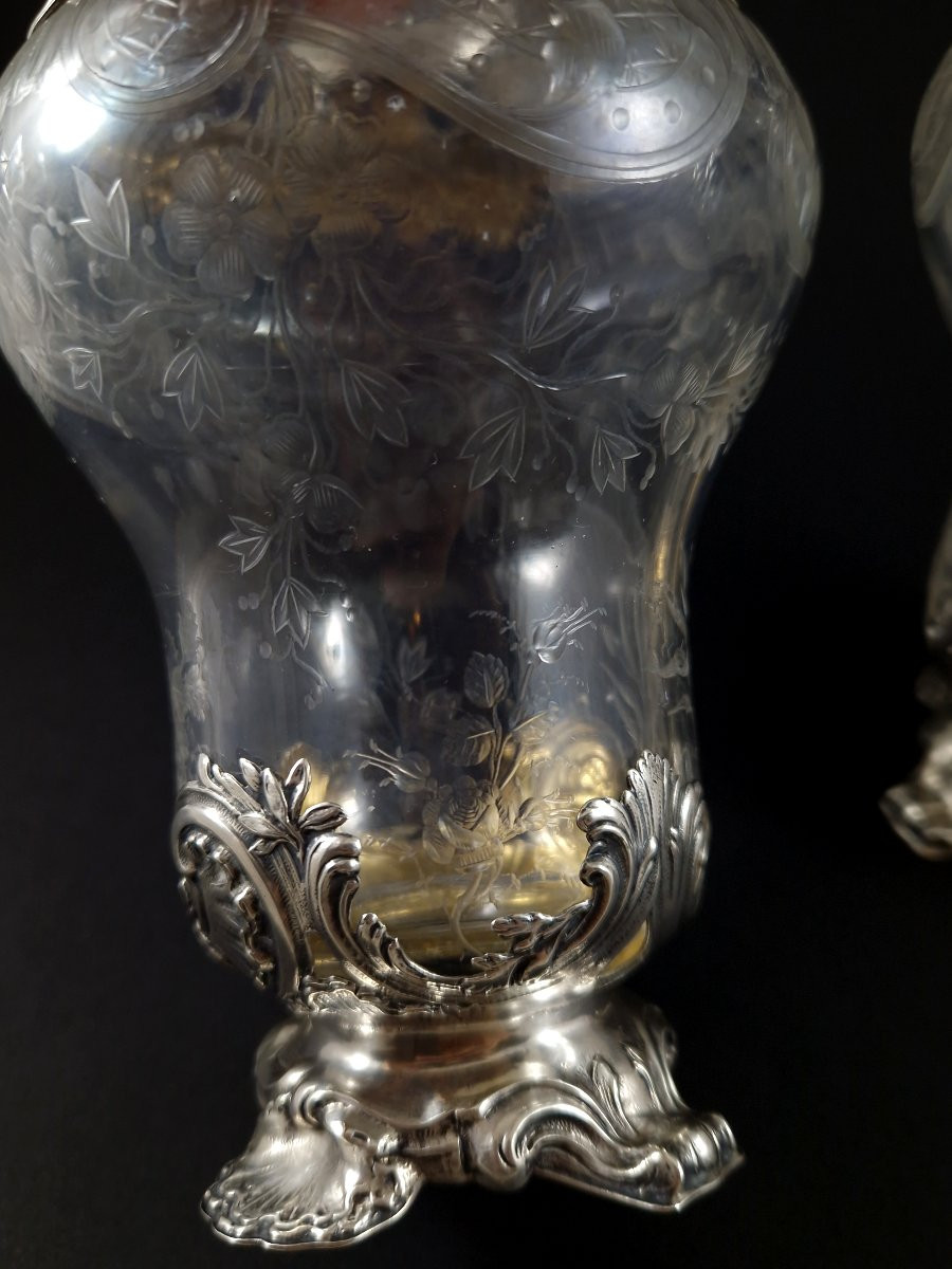 Bointaburet - Paire de vases en cristal et argent massif-photo-5
