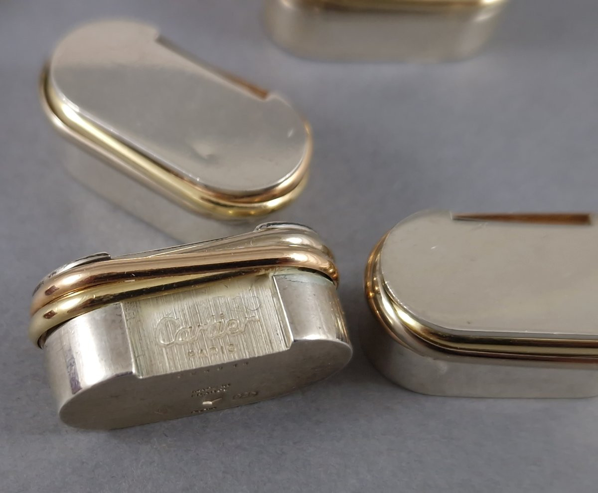 Cartier - 6 Place Card Holders In Sterling Silver And Gold -photo-5
