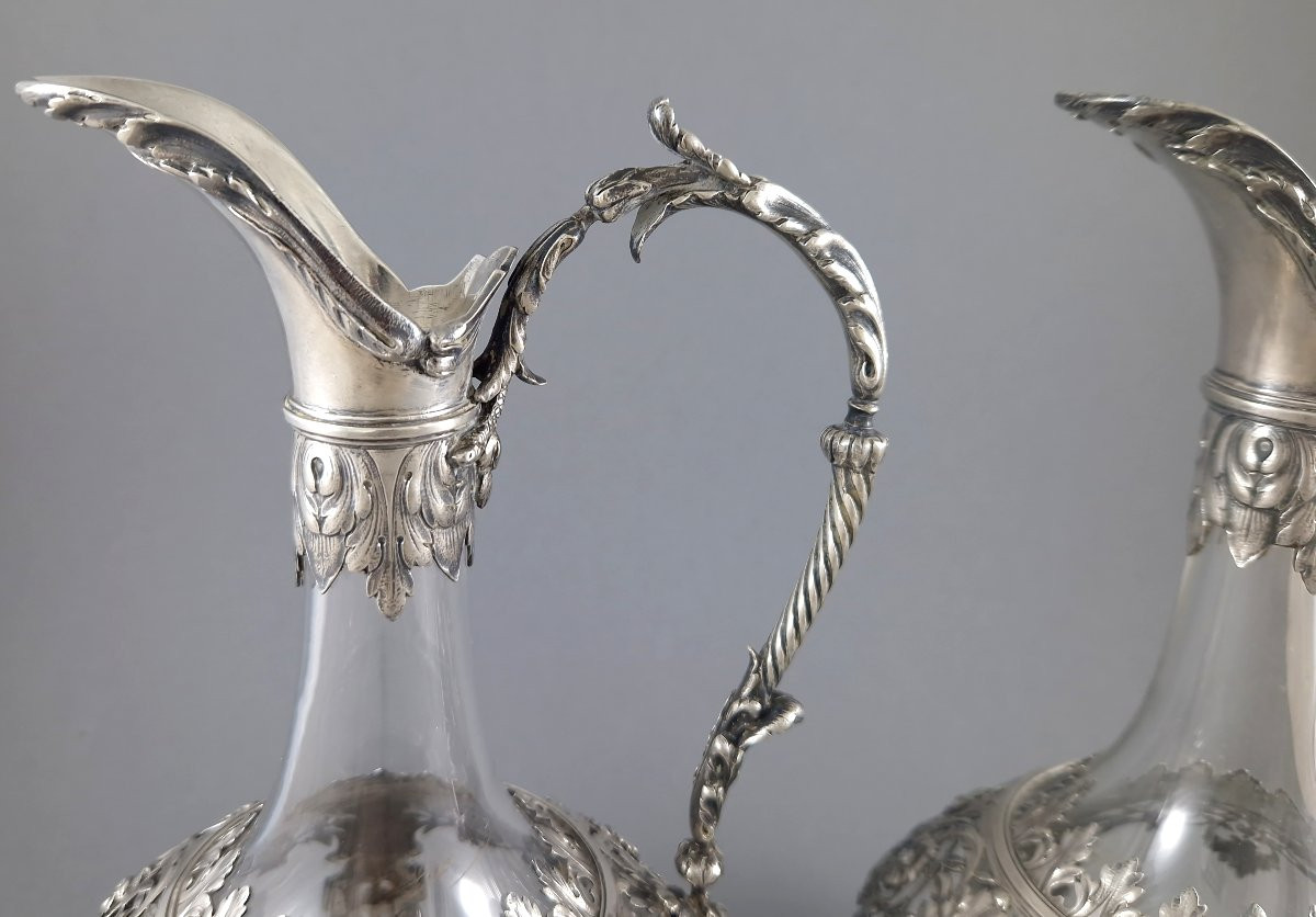 Charles Mérite - Pair Of Crystal And Sterling Silver Ewers-photo-4