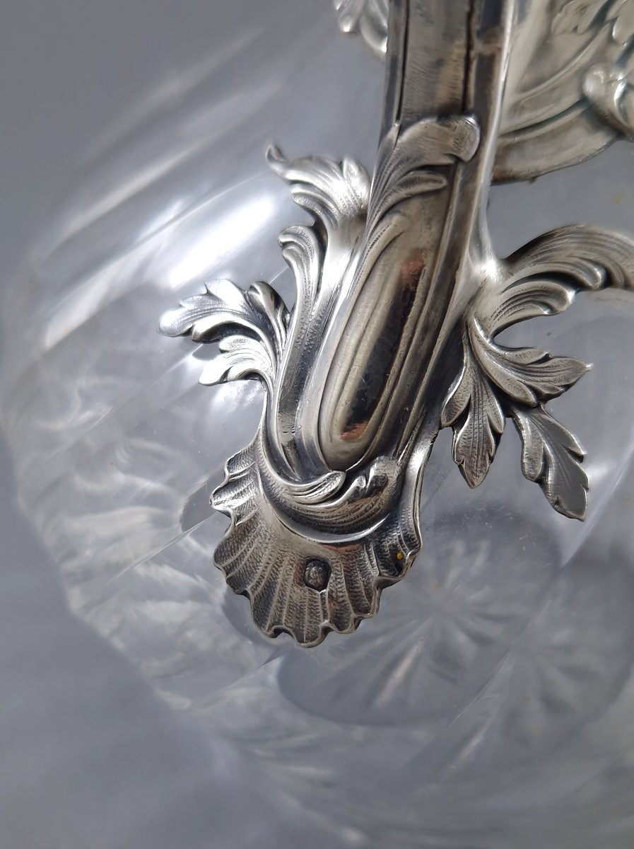 Aiguière en cristal et argent massif-photo-5