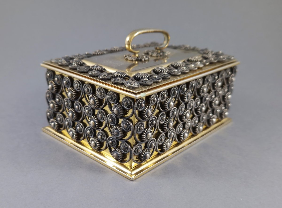 Vienna 1821 - Sterling Silver, Vermeil And Filigree Box-photo-3
