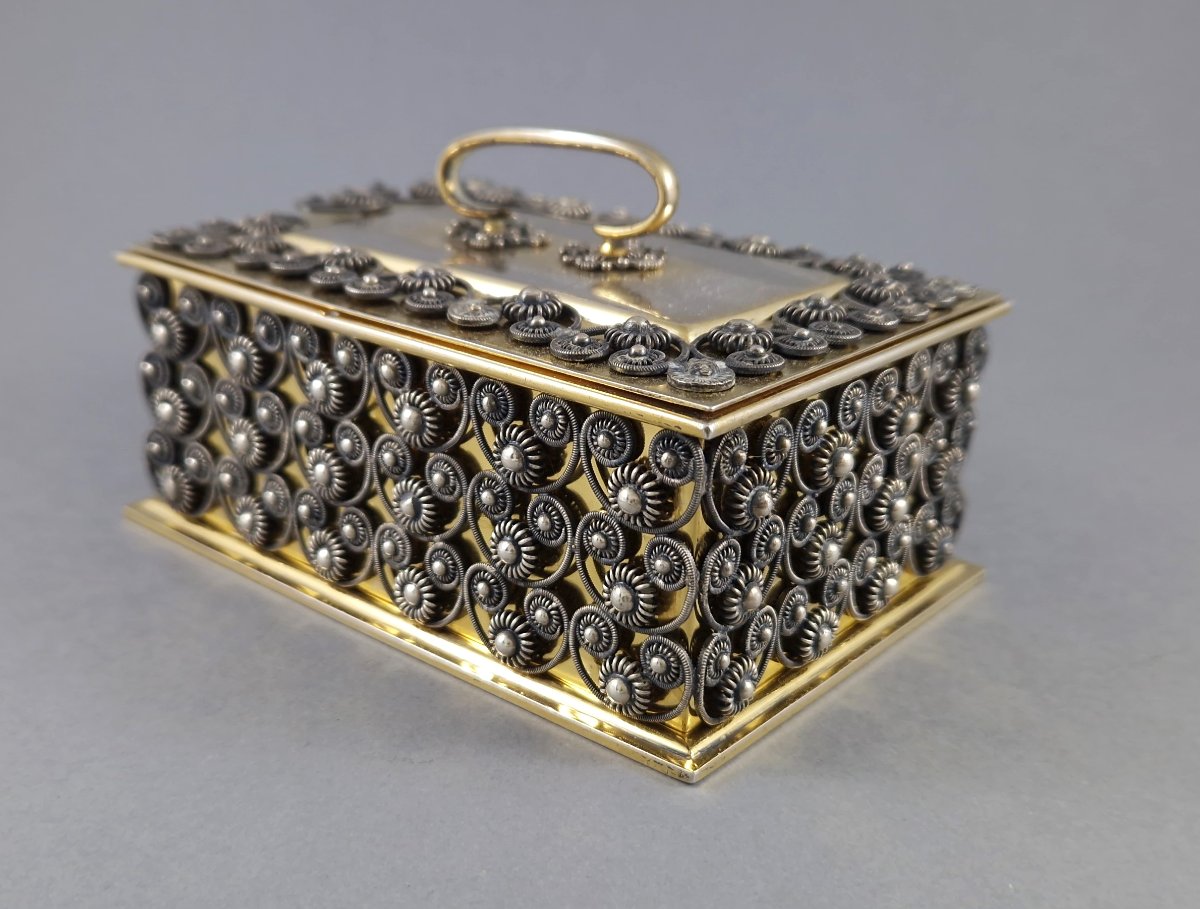 Vienna 1821 - Sterling Silver, Vermeil And Filigree Box-photo-4