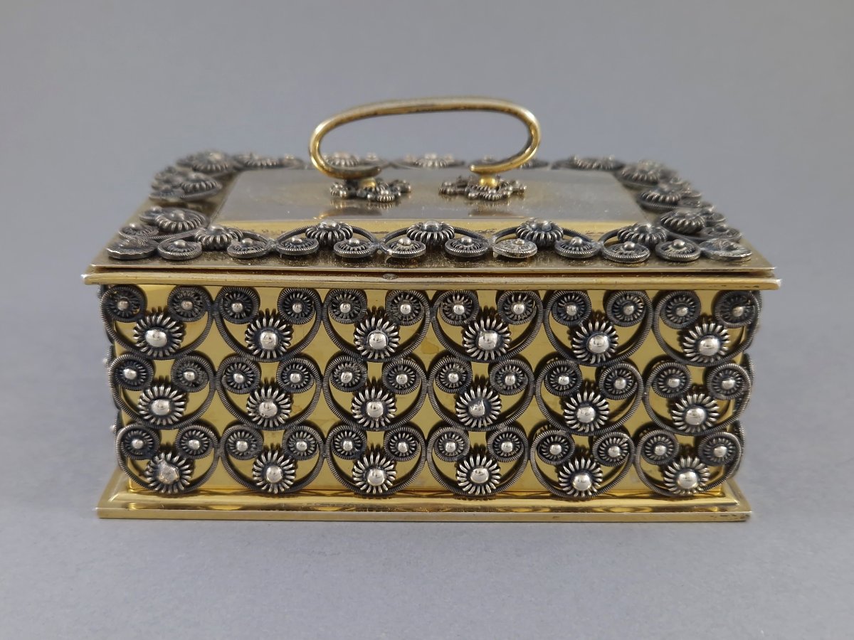 Vienna 1821 - Sterling Silver, Vermeil And Filigree Box-photo-1