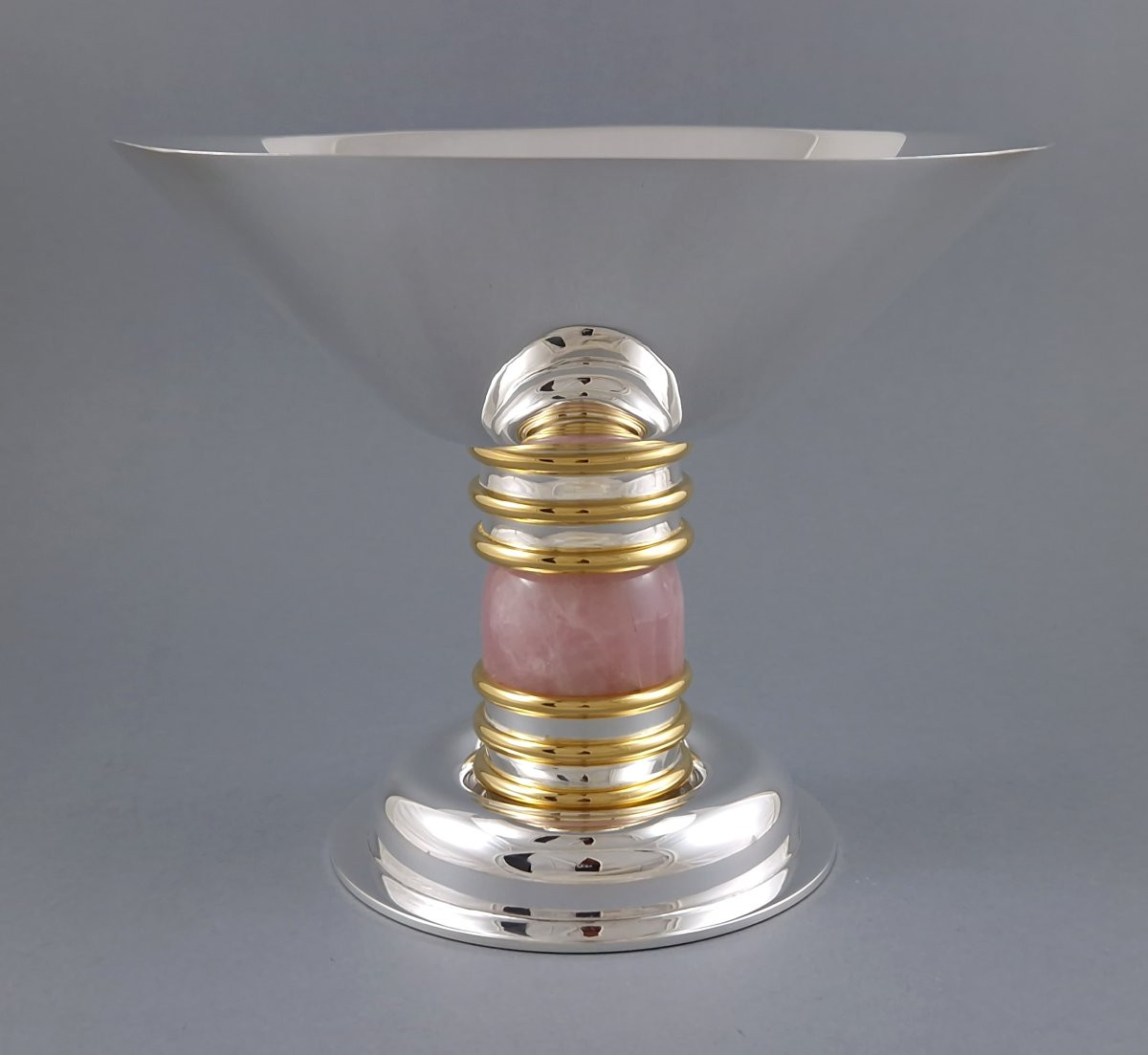 Jean E Puiforcat - Sterling Silver, Gilt And Rose Quartz Cup-photo-2