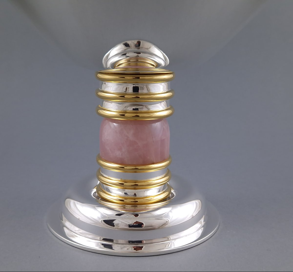 Jean E Puiforcat - Sterling Silver, Gilt And Rose Quartz Cup-photo-4