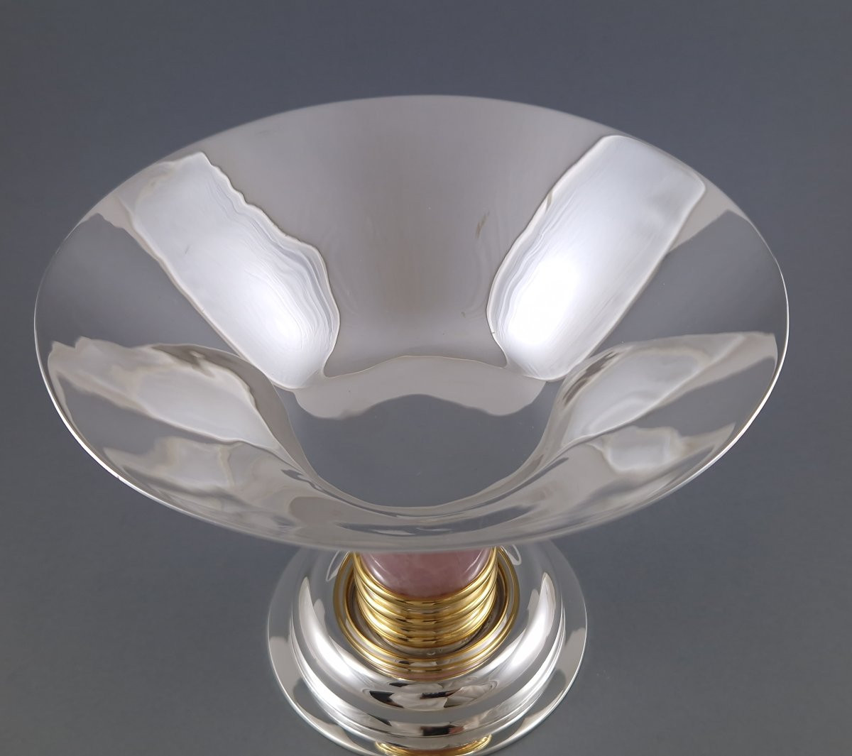 Jean E Puiforcat - Sterling Silver, Gilt And Rose Quartz Cup-photo-2