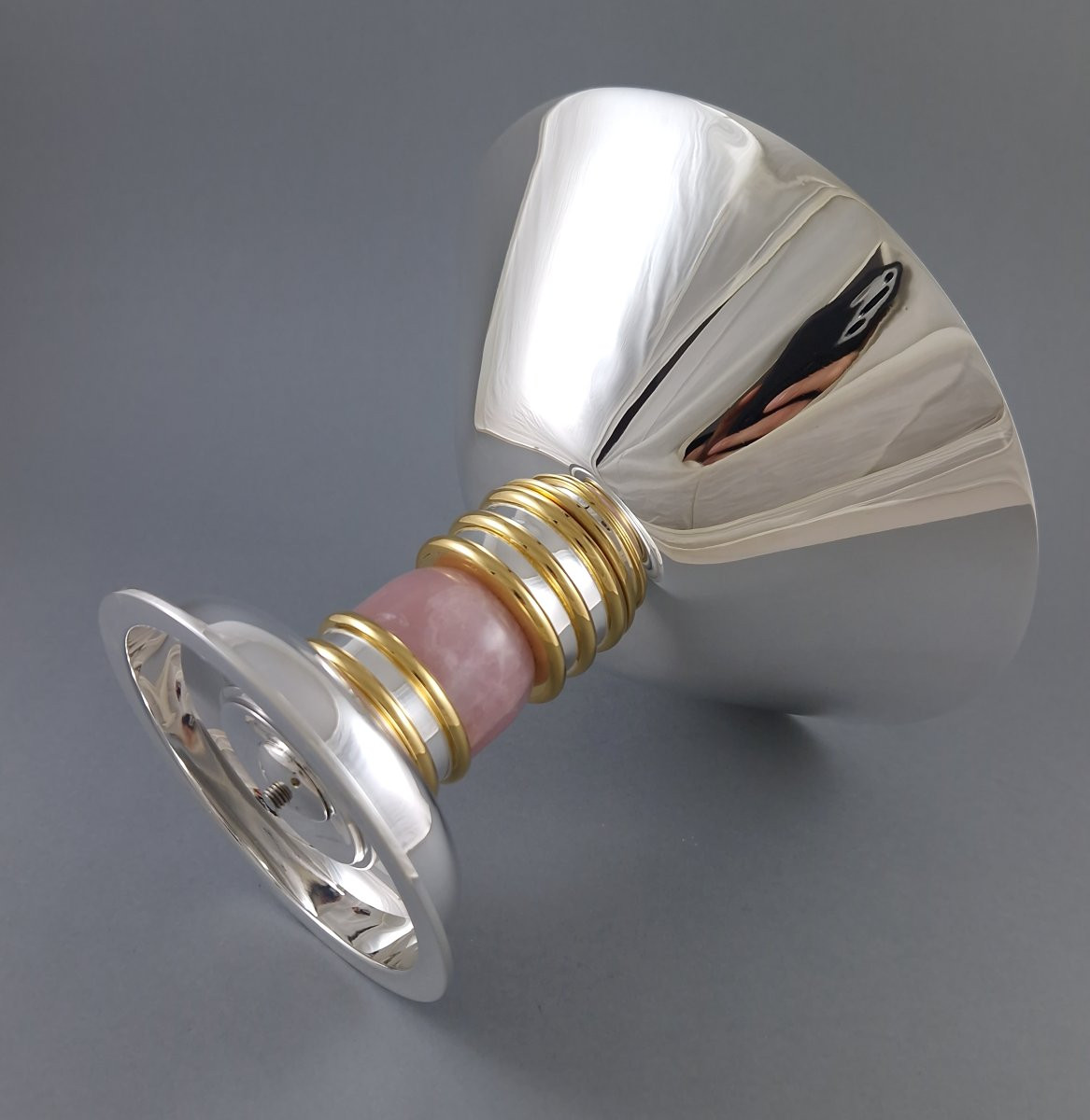 Jean E Puiforcat - Sterling Silver, Gilt And Rose Quartz Cup-photo-3