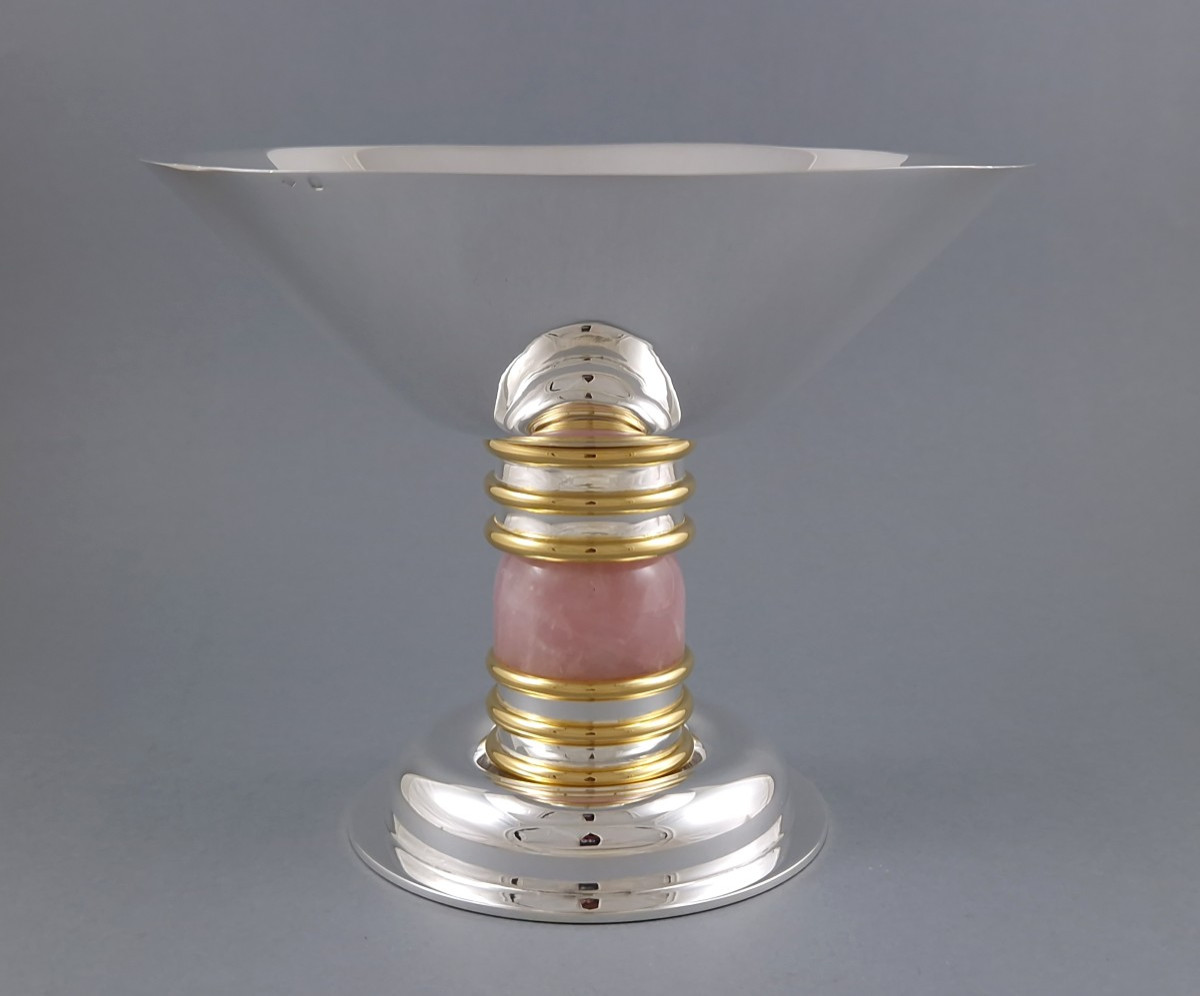 Jean E Puiforcat - Sterling Silver, Gilt And Rose Quartz Cup
