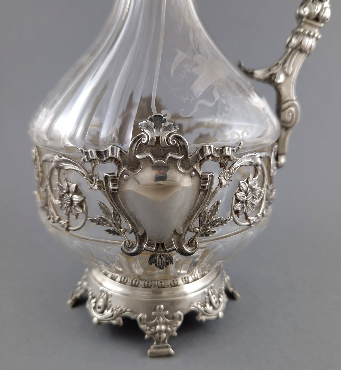 Ewer In Crystal And Sterling Silver-photo-3