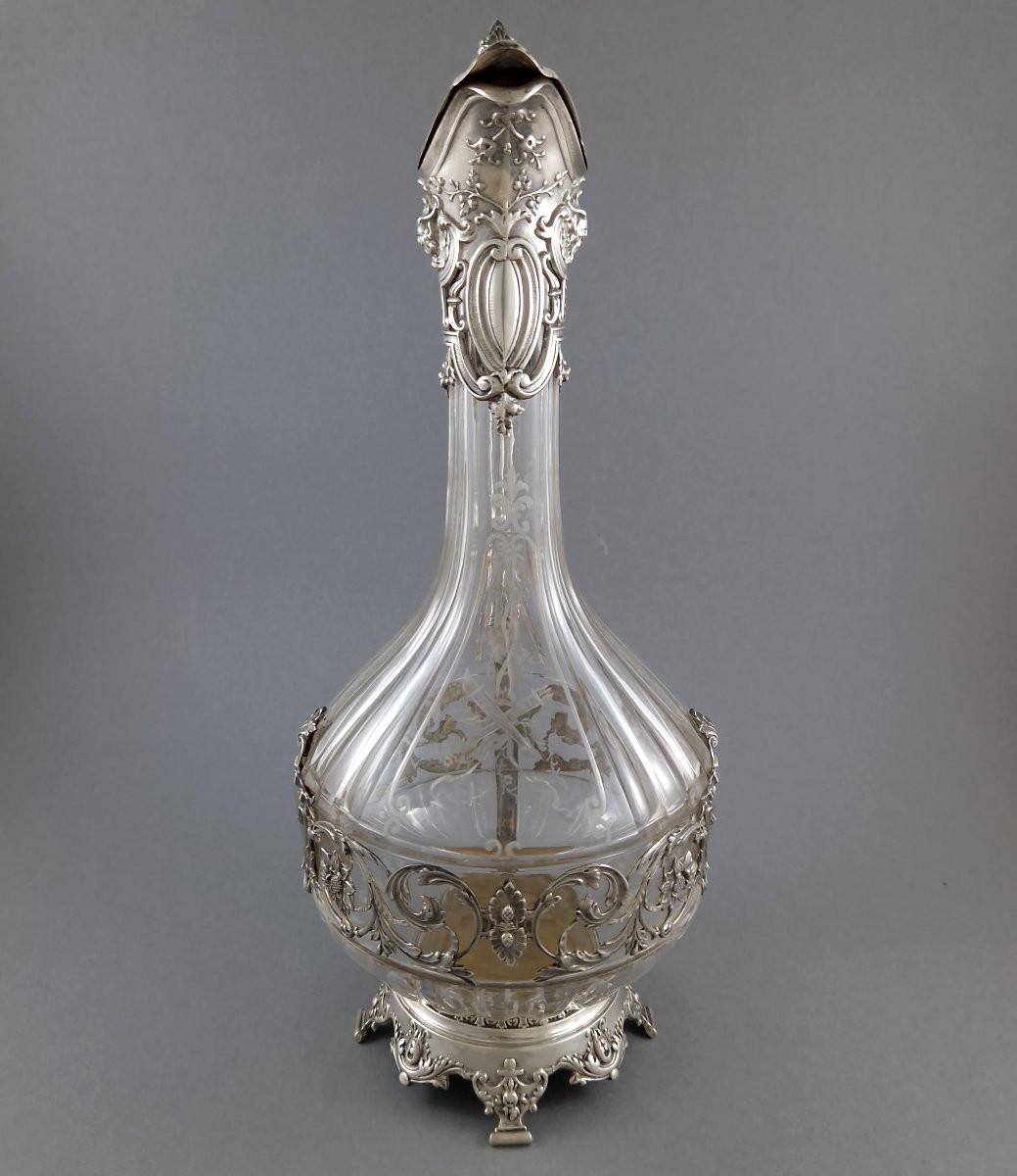 Ewer In Crystal And Sterling Silver-photo-1