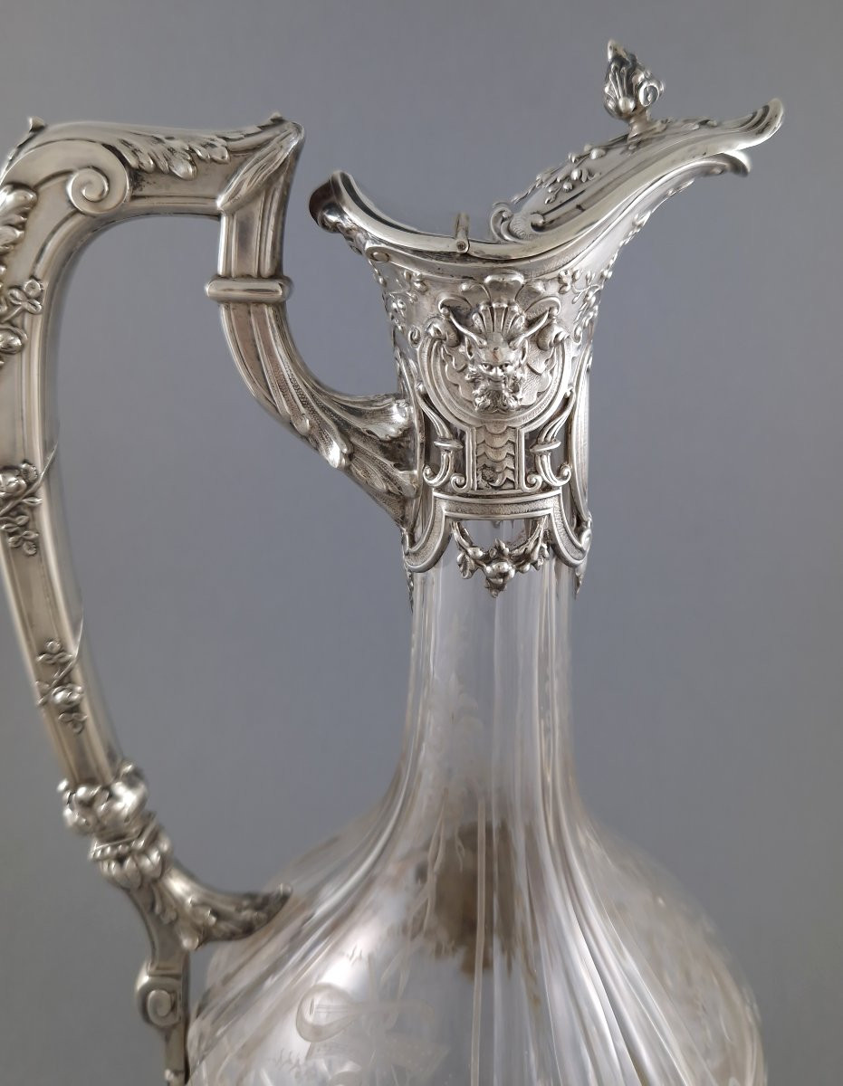 Ewer In Crystal And Sterling Silver-photo-2
