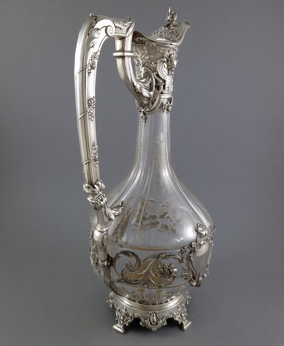 Ewer In Crystal And Sterling Silver-photo-3
