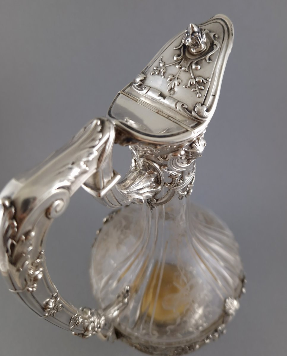 Ewer In Crystal And Sterling Silver-photo-5