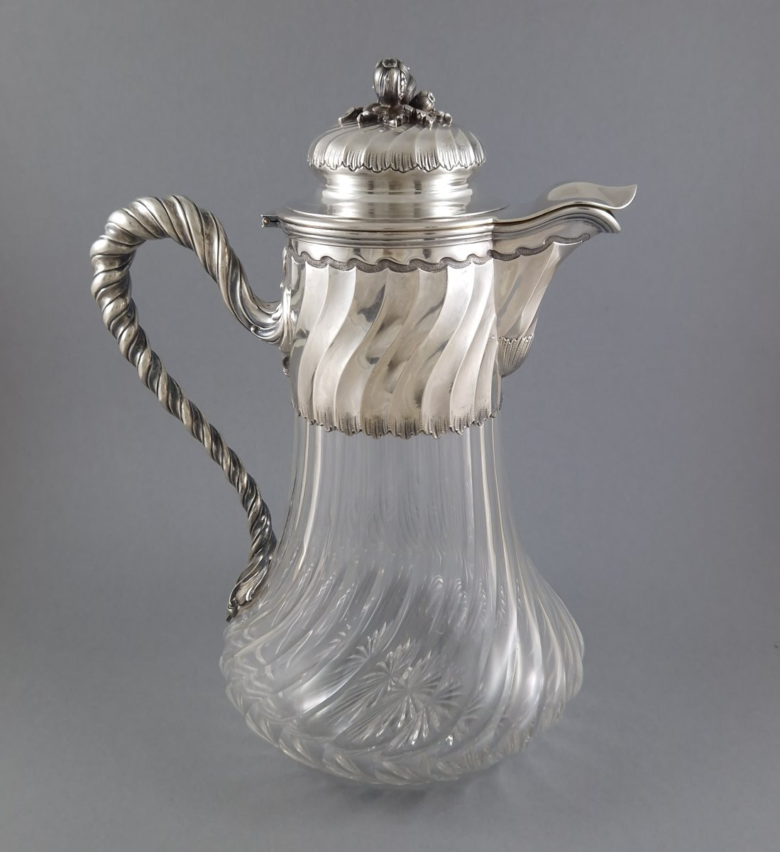 Aiguière en cristal et argent massif-photo-4