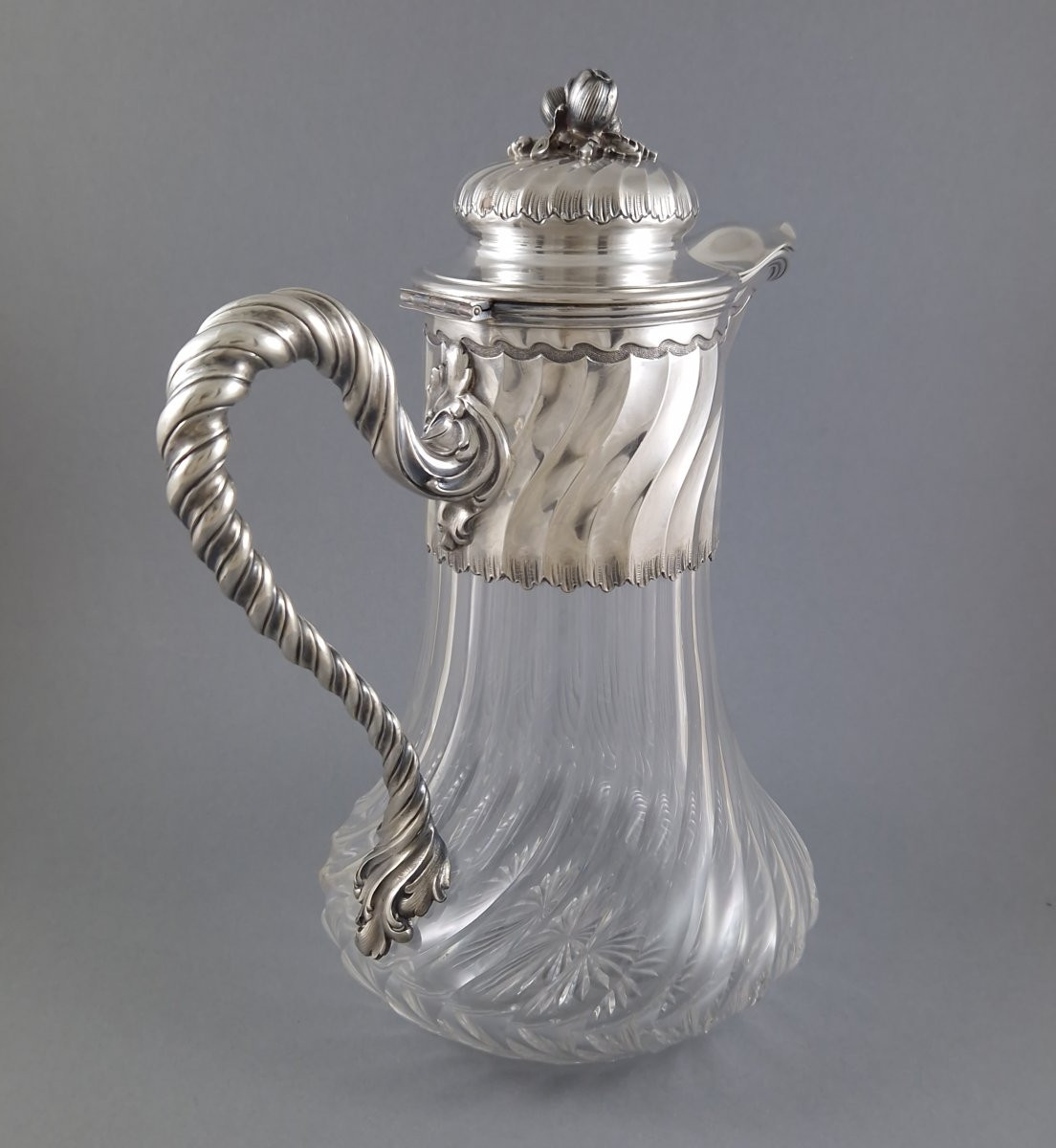 Aiguière en cristal et argent massif-photo-1