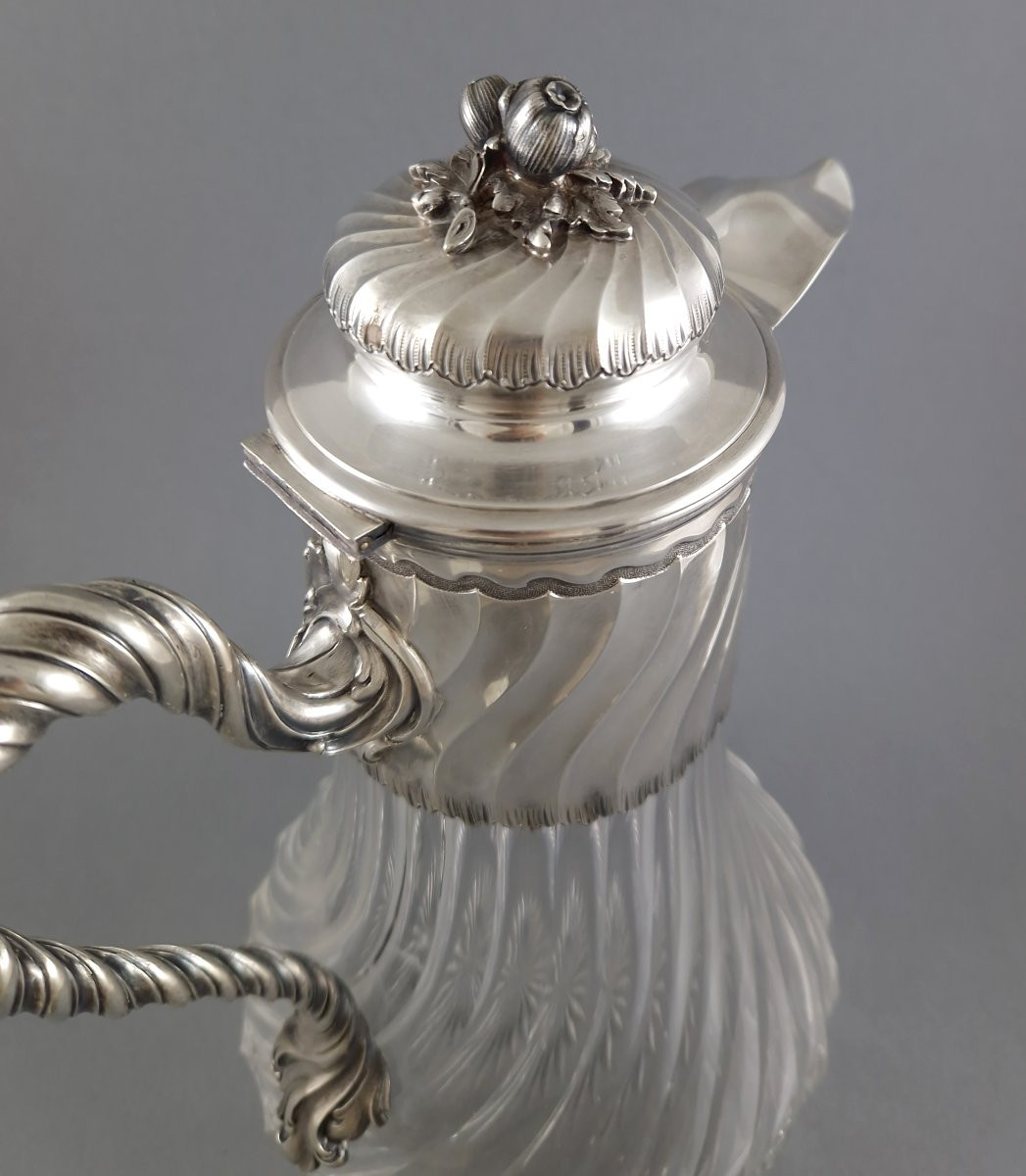 Aiguière en cristal et argent massif-photo-3