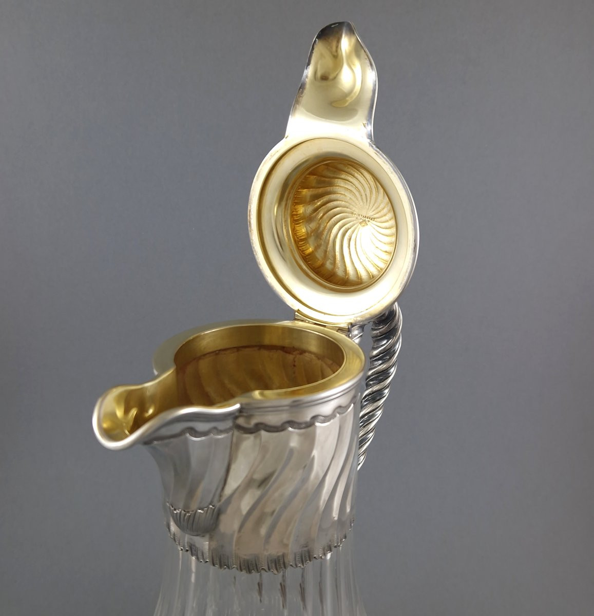 Aiguière en cristal et argent massif-photo-4