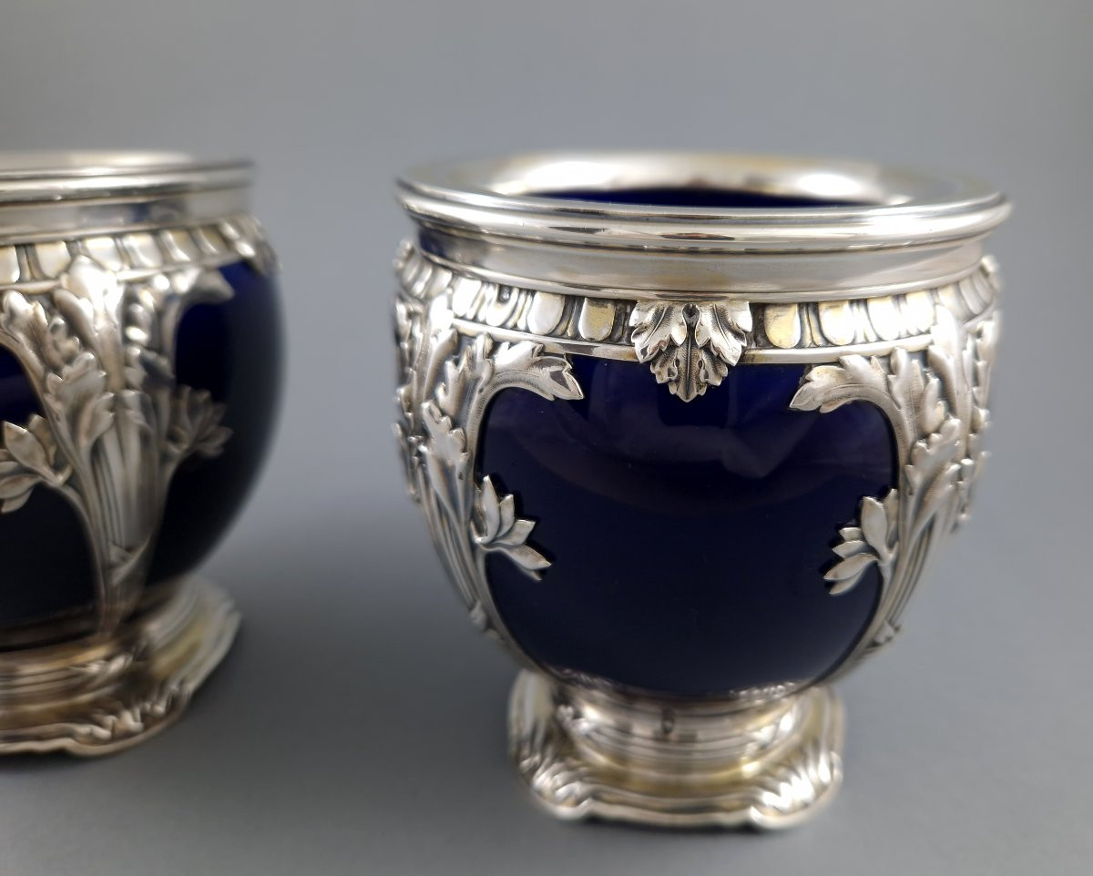 Porcelain And Sterling Silver Pair Of Vases-photo-3