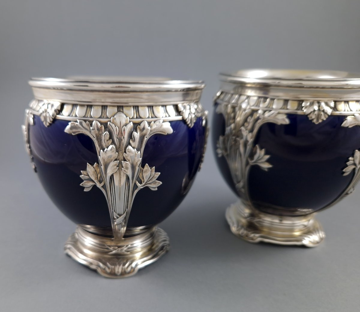 Porcelain And Sterling Silver Pair Of Vases-photo-4