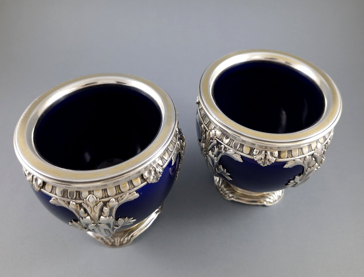 Porcelain And Sterling Silver Pair Of Vases-photo-2