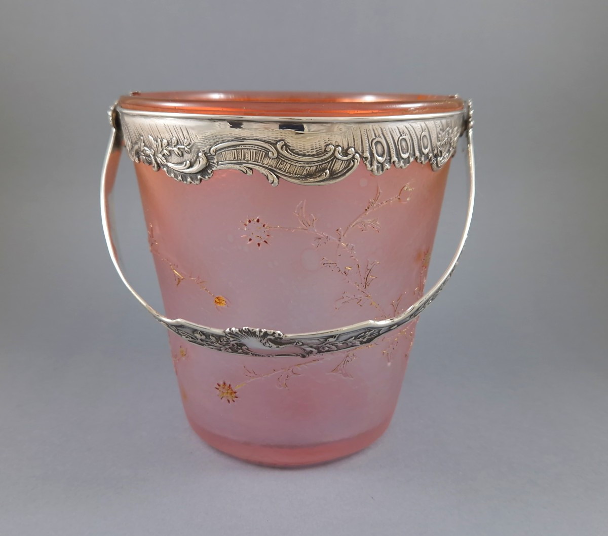 Daum Nancy - Art Nouveau Glass And Sterling Silver Ice Bucket