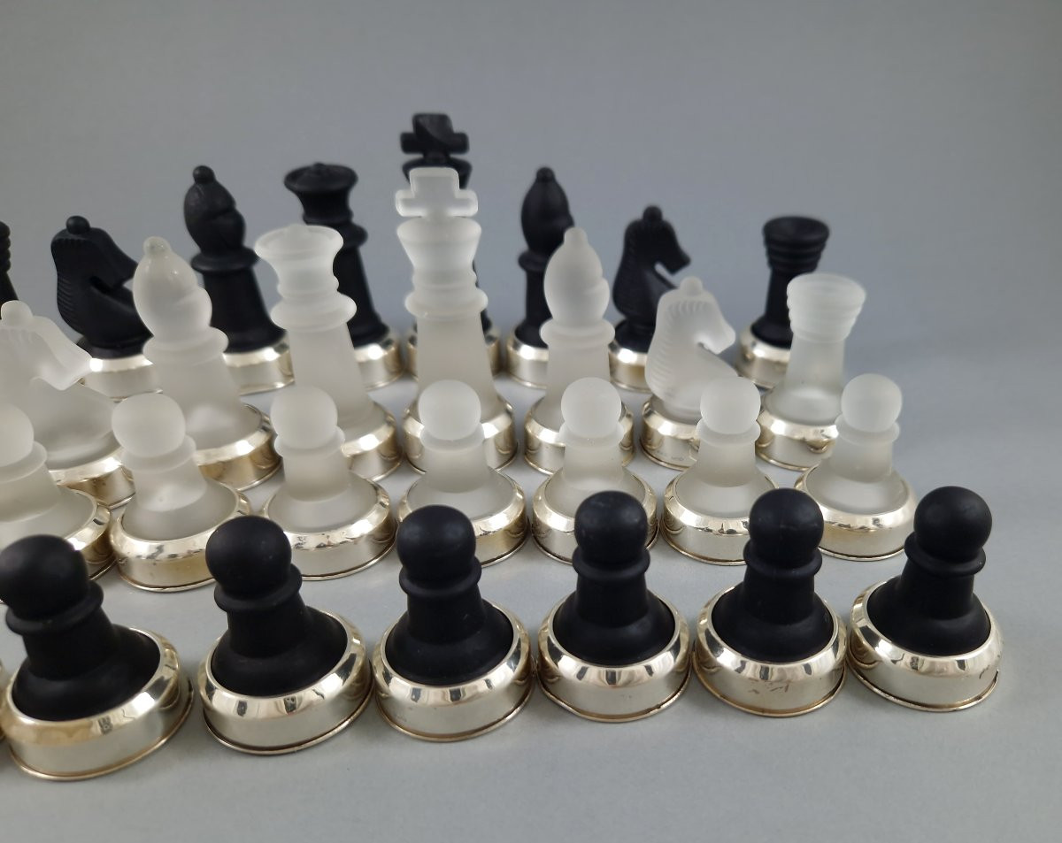 Chess Set Made Of Glass And Solid Silver-photo-3