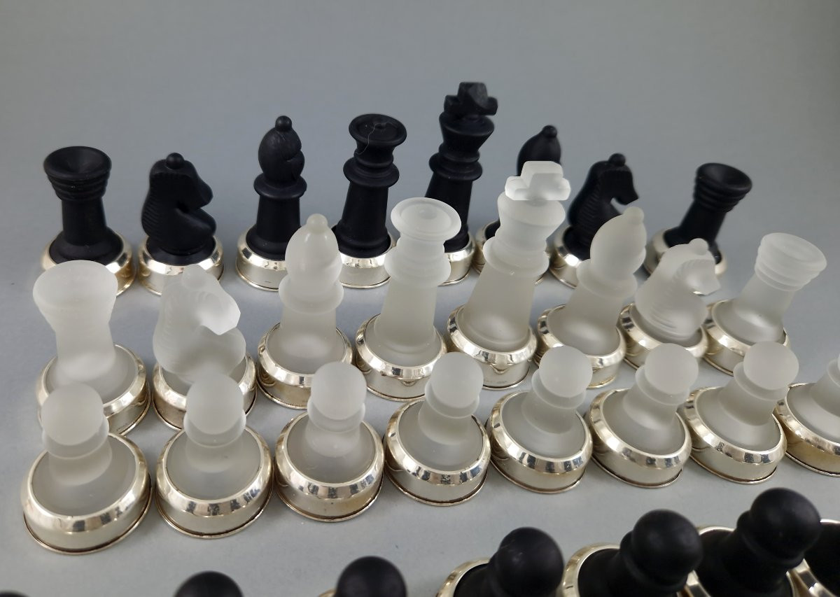 Chess Set Made Of Glass And Solid Silver-photo-1